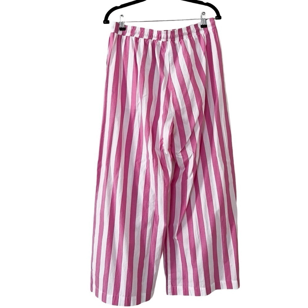 NWT ANTHROPOLOGIE SUNDRY Striped Wide Leg Pink White Drawstring Pants sz L - Picture 4 of 6